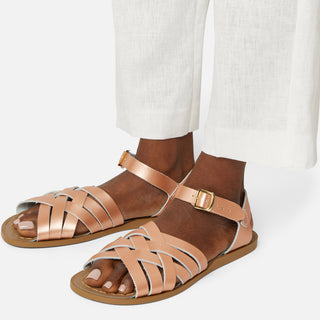Retro Rose Gold Womens Sandal - Women's Narrow Fit Sandals - Salt-Water Sandals EU