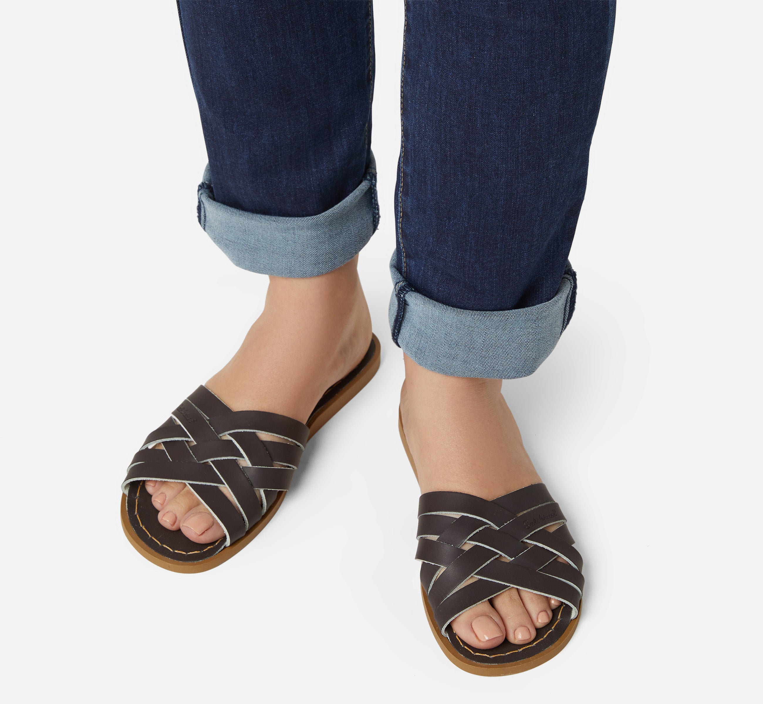 Retro Slide Brown Womens Sandal - Salt-Water Sandals EU