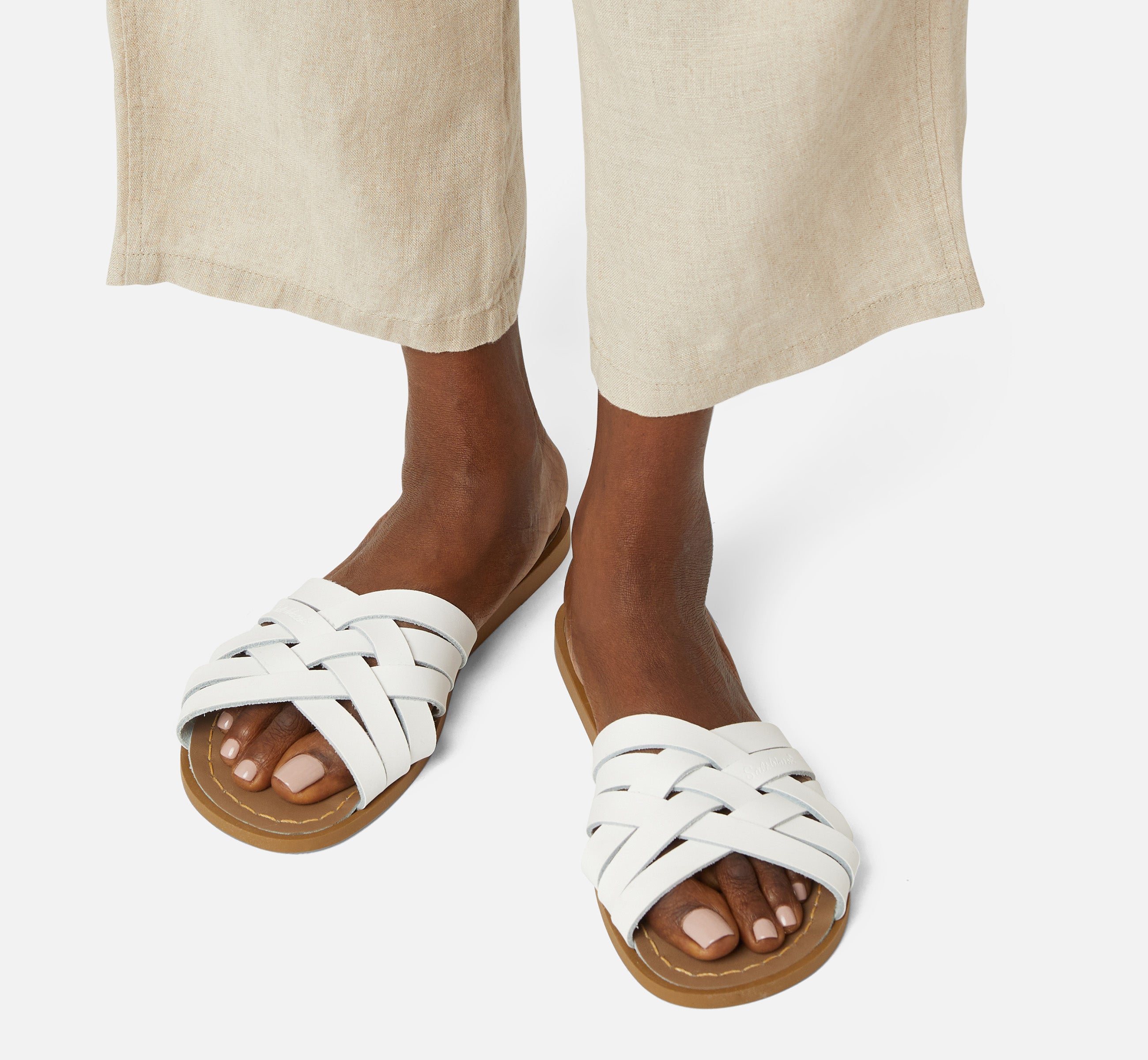 Retro Slide White Womens Sandal - Salt-Water Sandals EU
