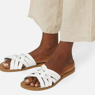 Retro Slide White Womens Sandal - Women's Narrow Fit Sandals - Salt-Water Sandals EU