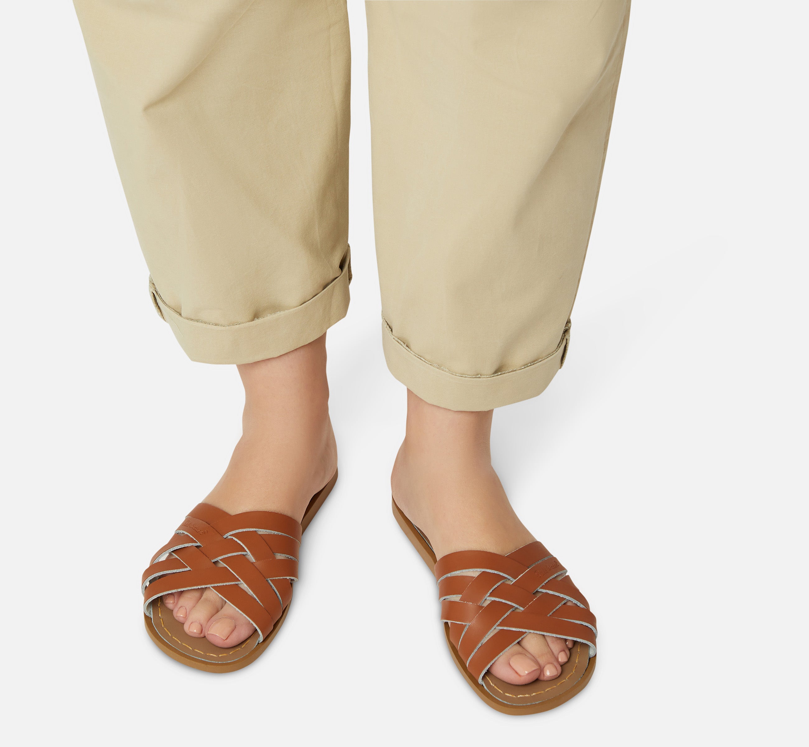 Retro Slide Tan Womens Sandal - Salt-Water Sandals EU