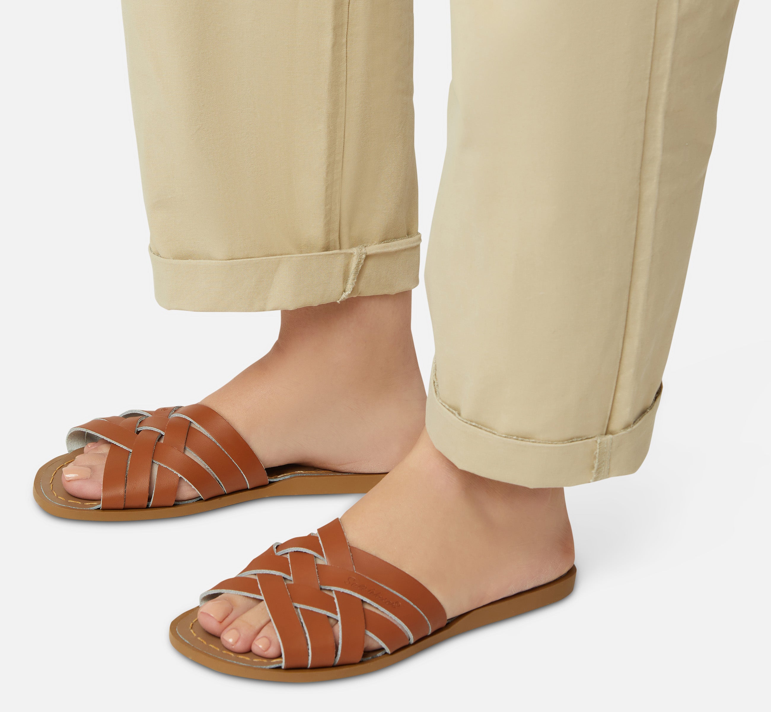 Retro Slide Tan Womens Sandal - Salt-Water Sandals EU