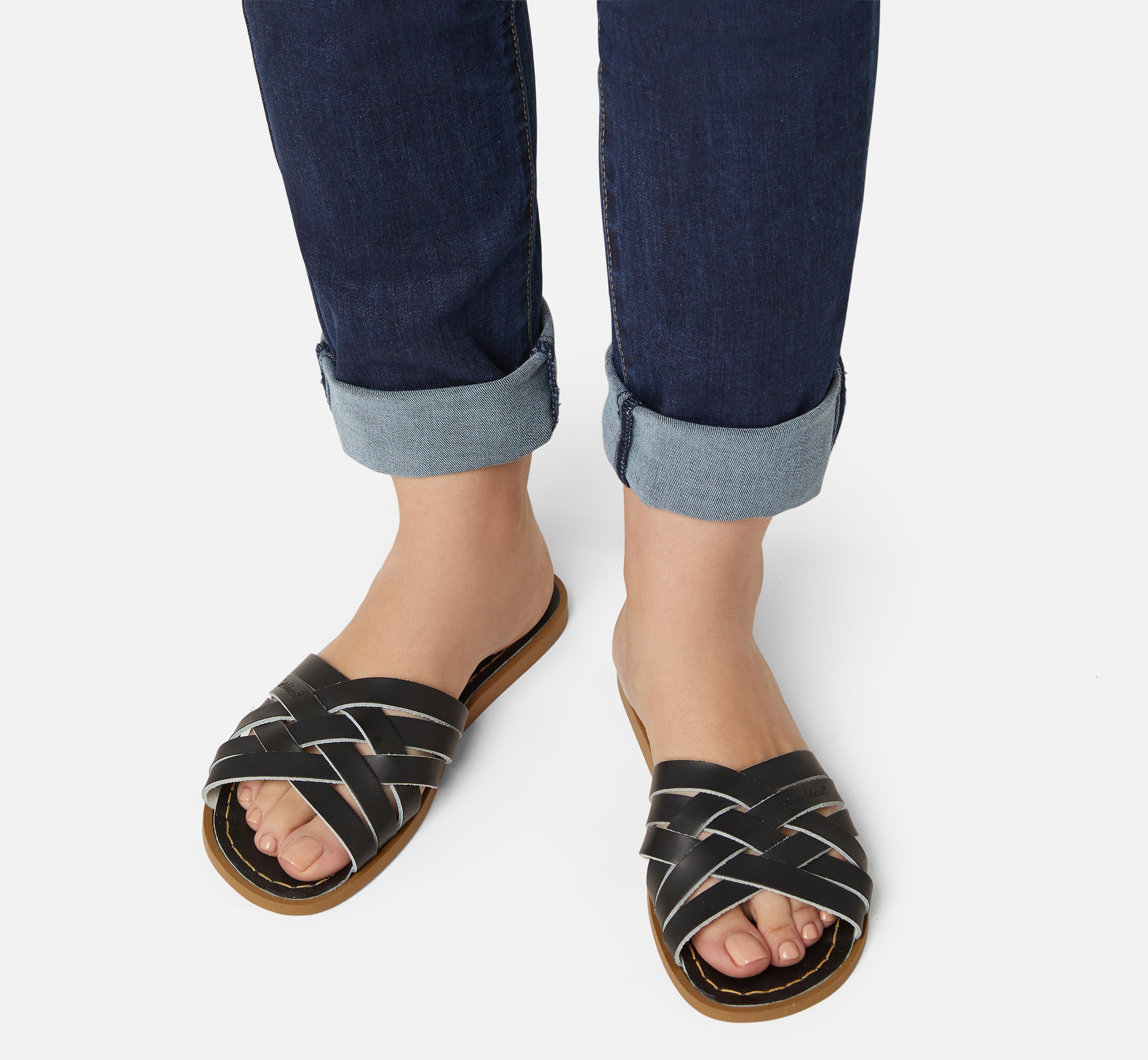 Sandale Retro Slide Pour Femme Noire - Salt-Water Sandals EU