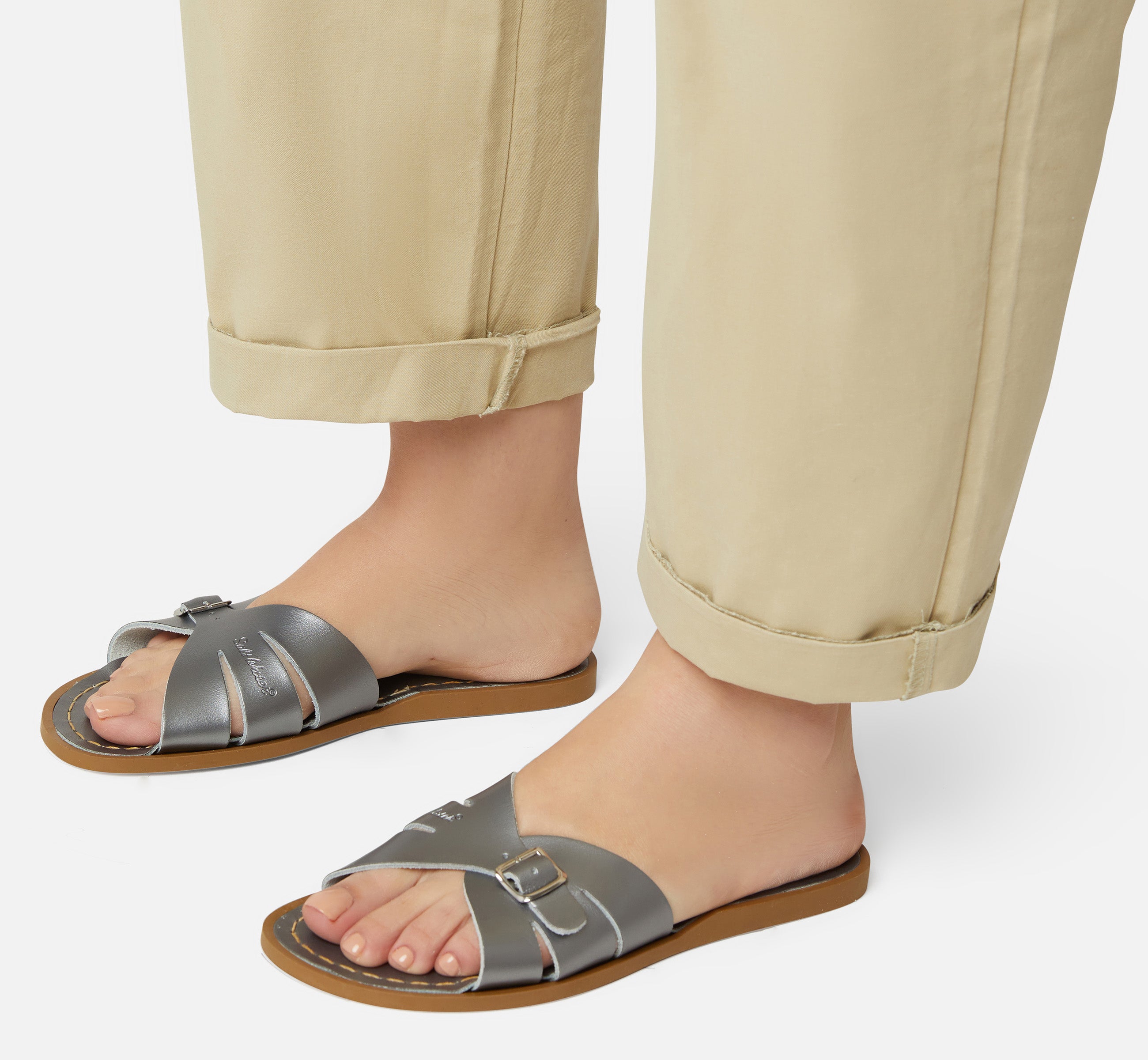 Classic Slide Pewter Womens Sandal - Salt-Water Sandals EU