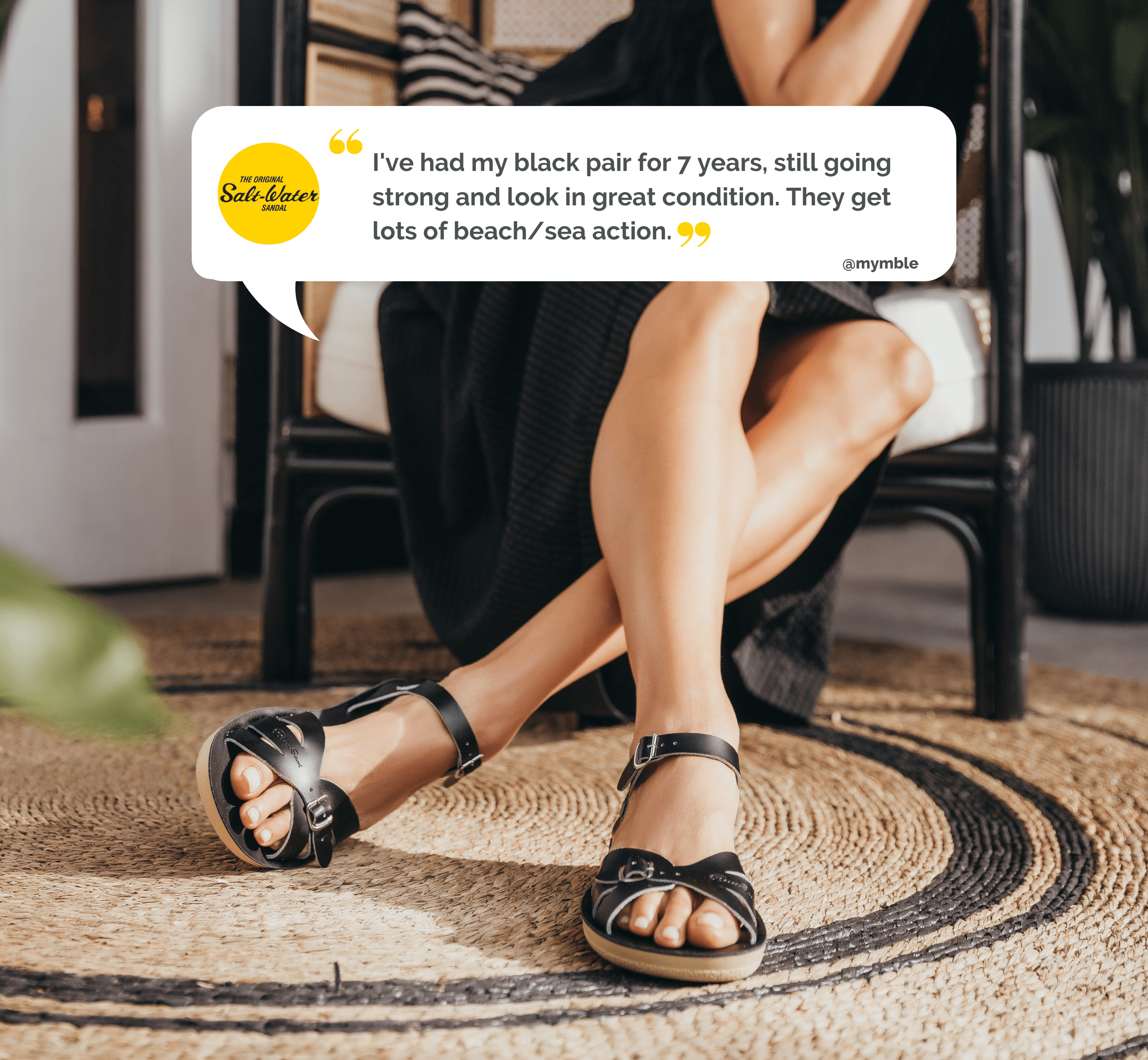 Boardwalk Black Womens Sandal - Salt-Water Sandals EU