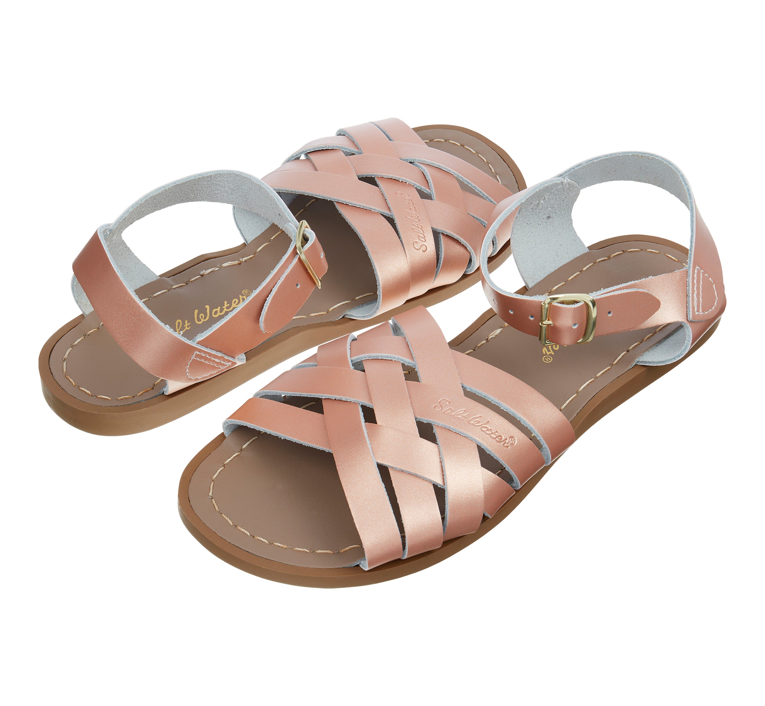 Retro Sandale Für Damen In Roségold - Salt-Water Sandals EU