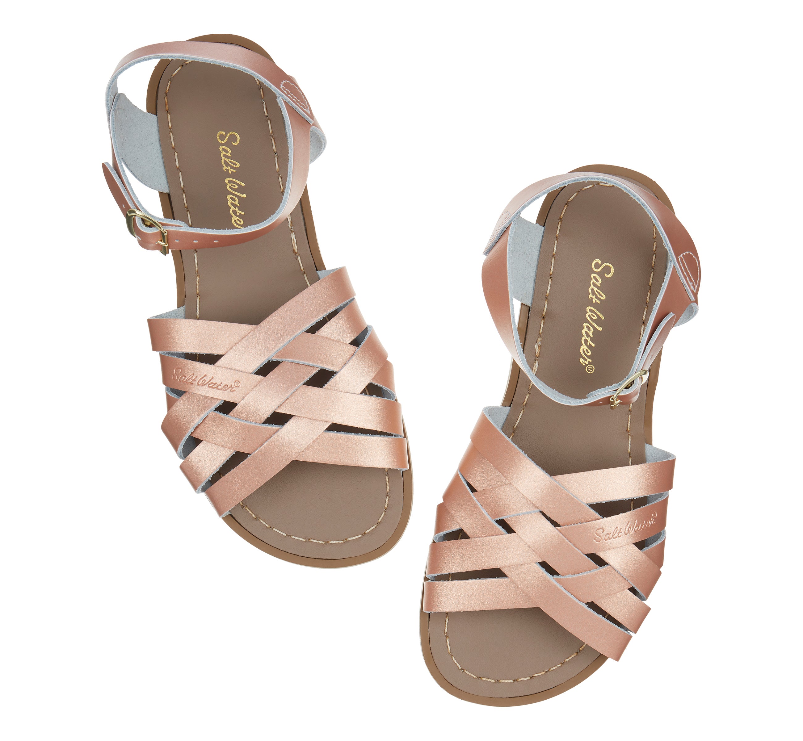 Retro Sandale Für Damen In Roségold - Salt-Water Sandals EU