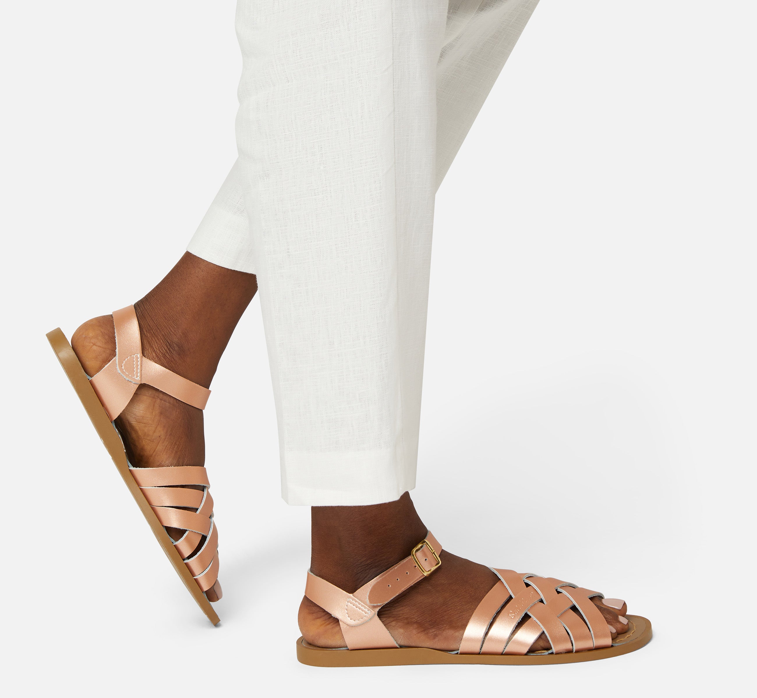Retro Sandale Für Damen In Roségold - Salt-Water Sandals EU