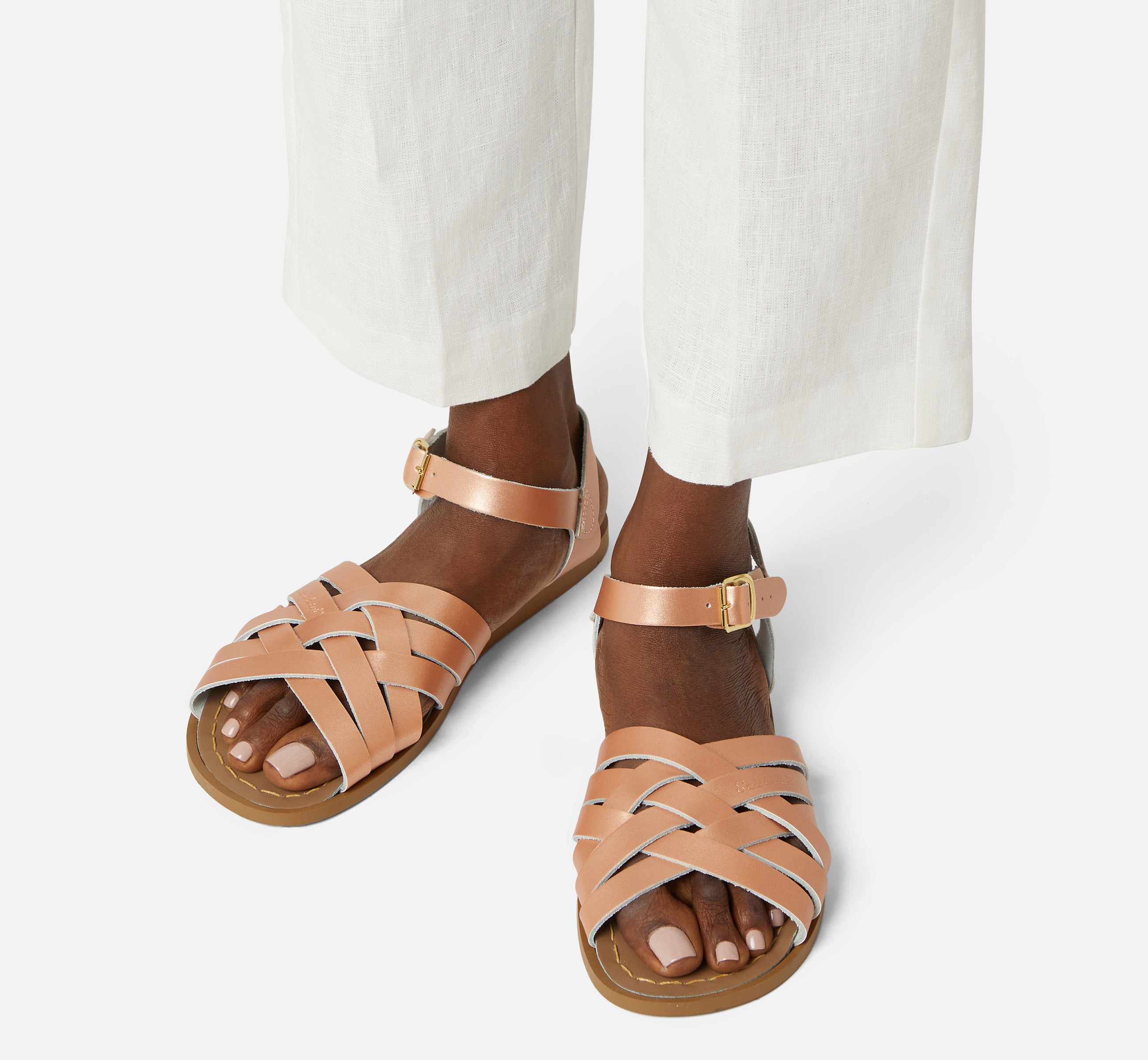 Retro Sandale Für Damen In Roségold - Salt-Water Sandals EU