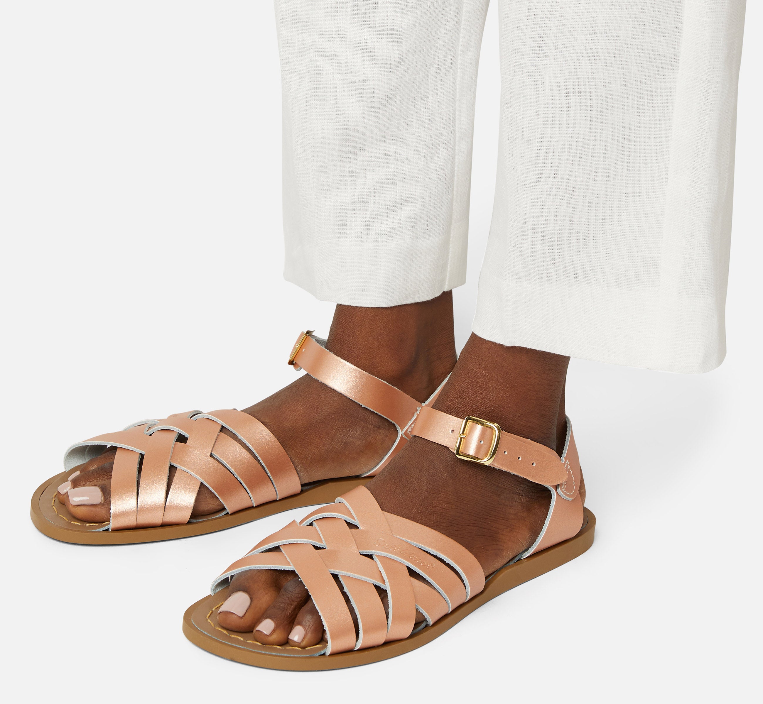 Retro Sandale Für Damen In Roségold - Salt-Water Sandals EU