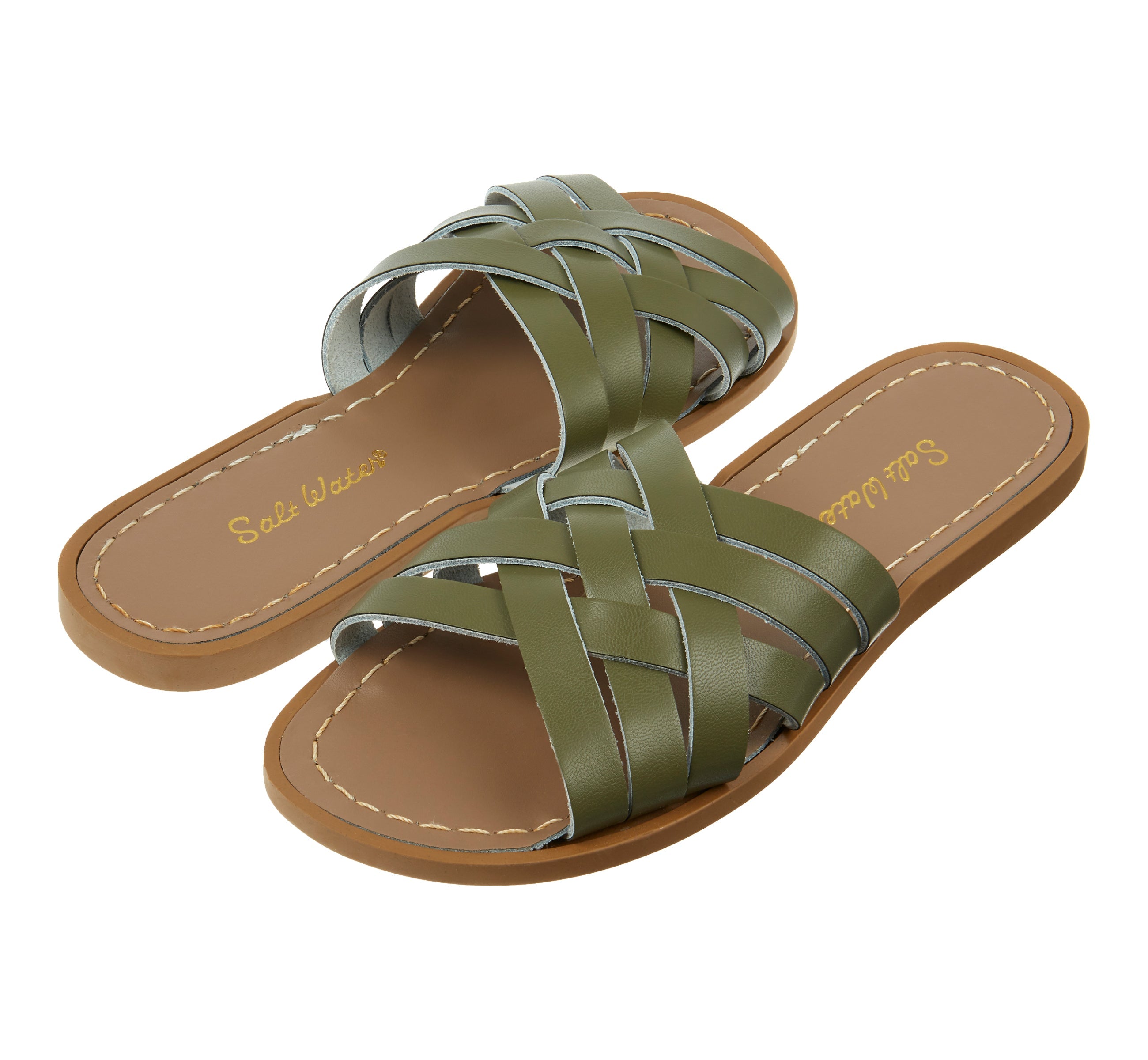 Retro Slide Olive Damen Sandale