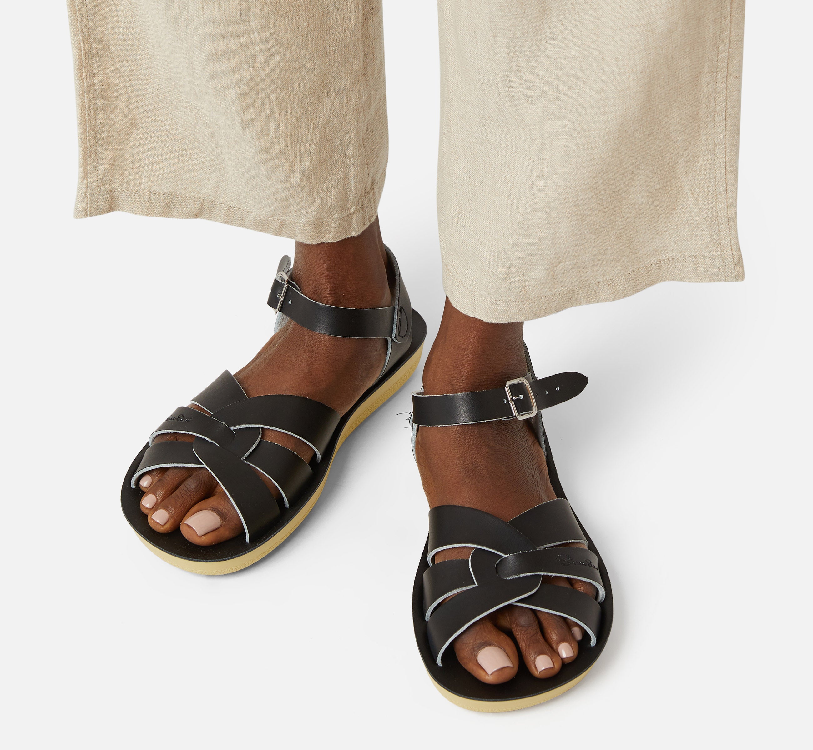 Schwarze Damensandale „Swimmer “. - Salt-Water Sandals EU