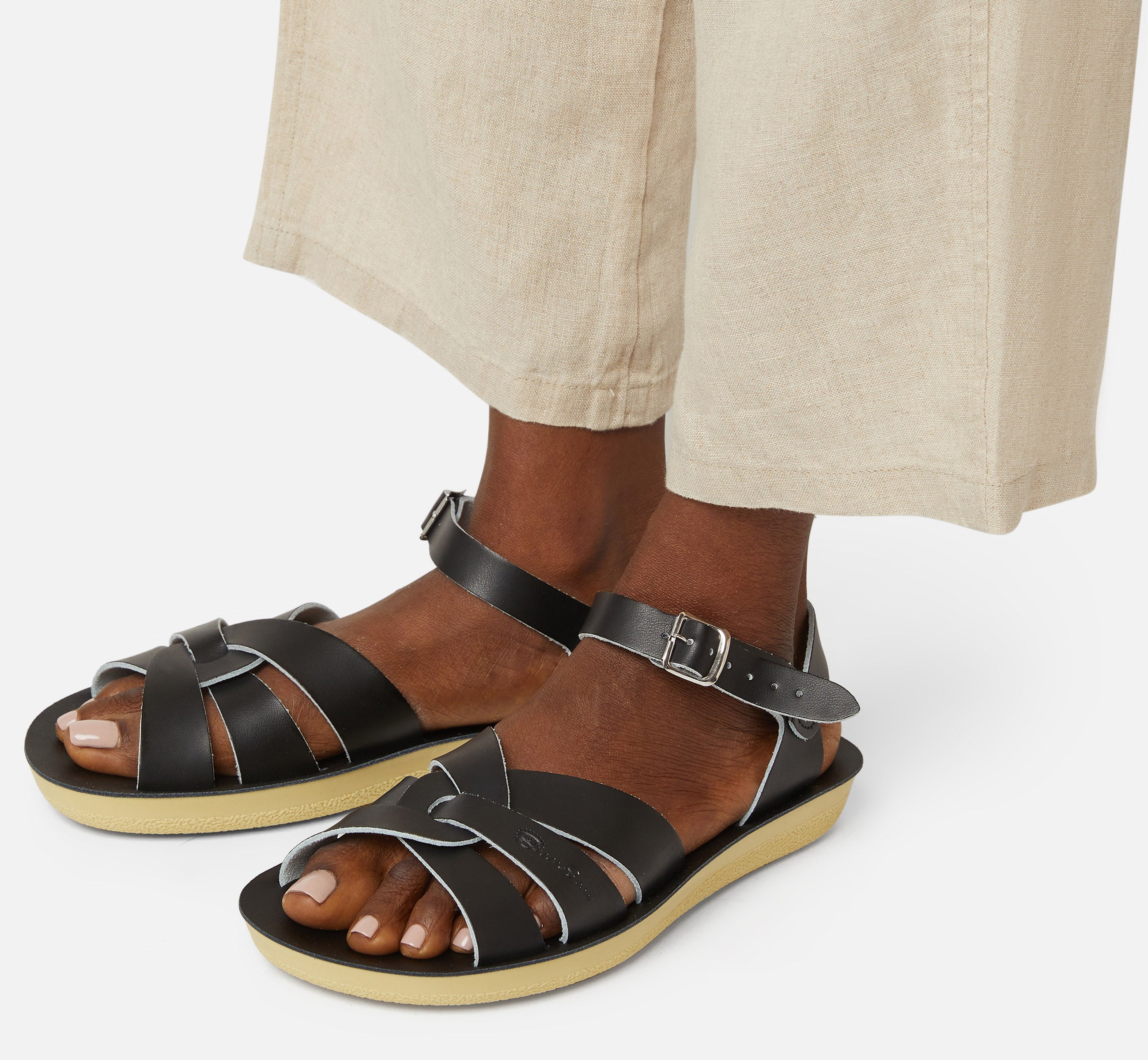 Schwarze Damensandale „Swimmer “. - Salt-Water Sandals EU
