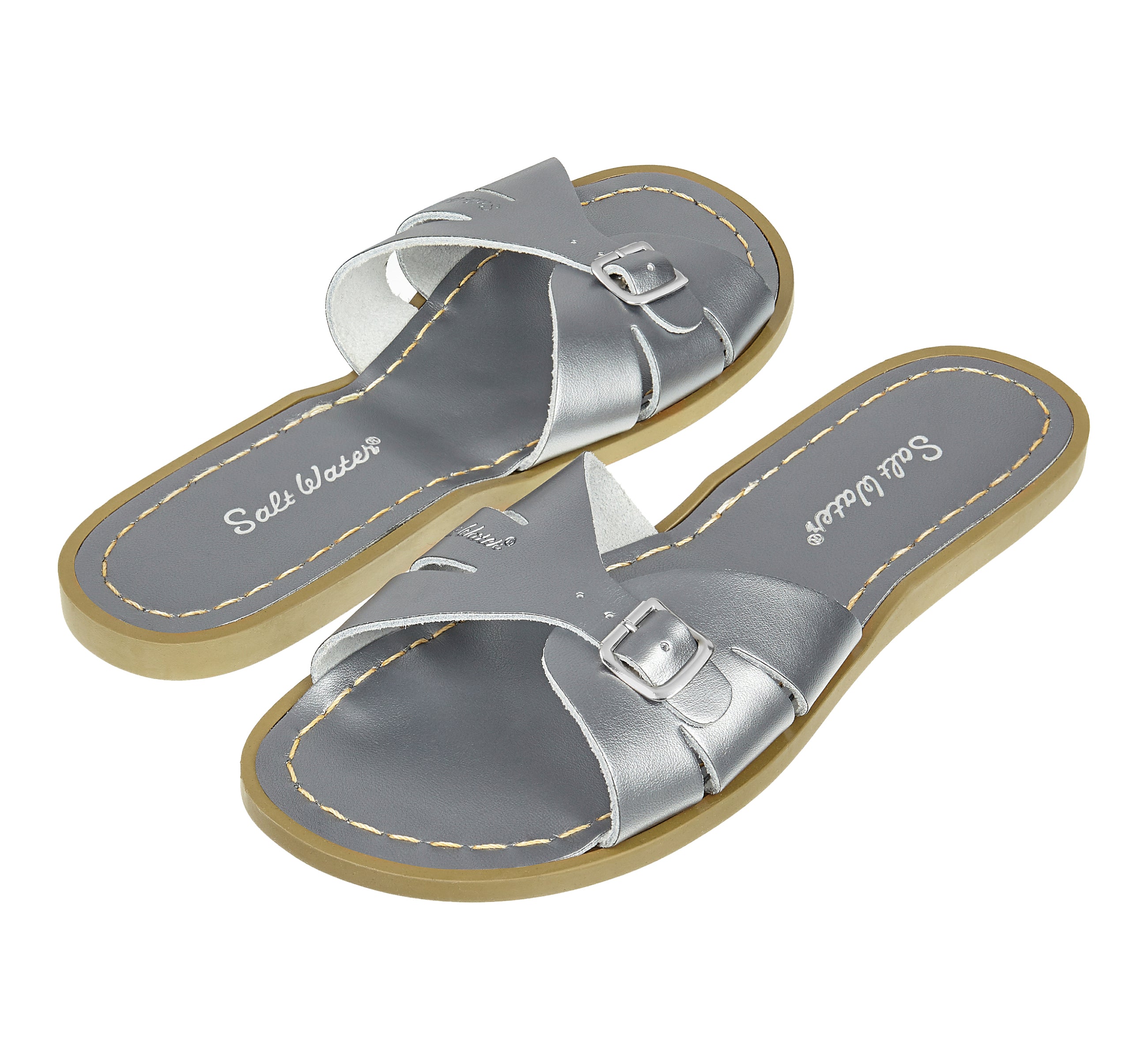 Classic Slide Pewter Womens Sandal - Salt-Water Sandals EU