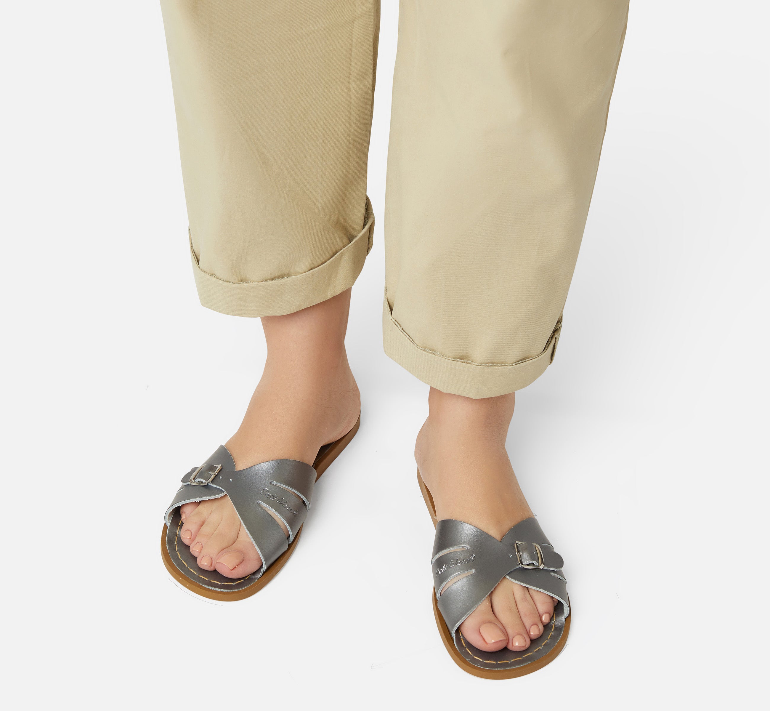 Classic Slide Pewter Womens Sandal - Salt-Water Sandals EU