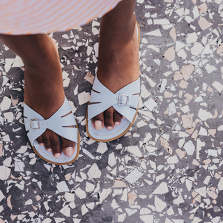 Classic Slide Light Blue Womens Sandal - Women's Narrow Fit Sandals - Salt-Water Sandals EU